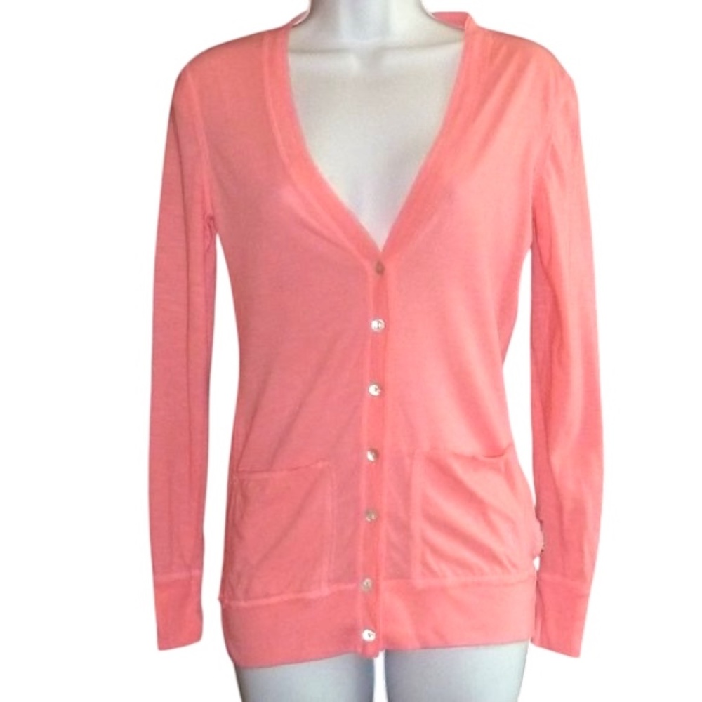 America’s Next Top Model Pink Button Front Cardigan Sz Small Lightweight V-Neck